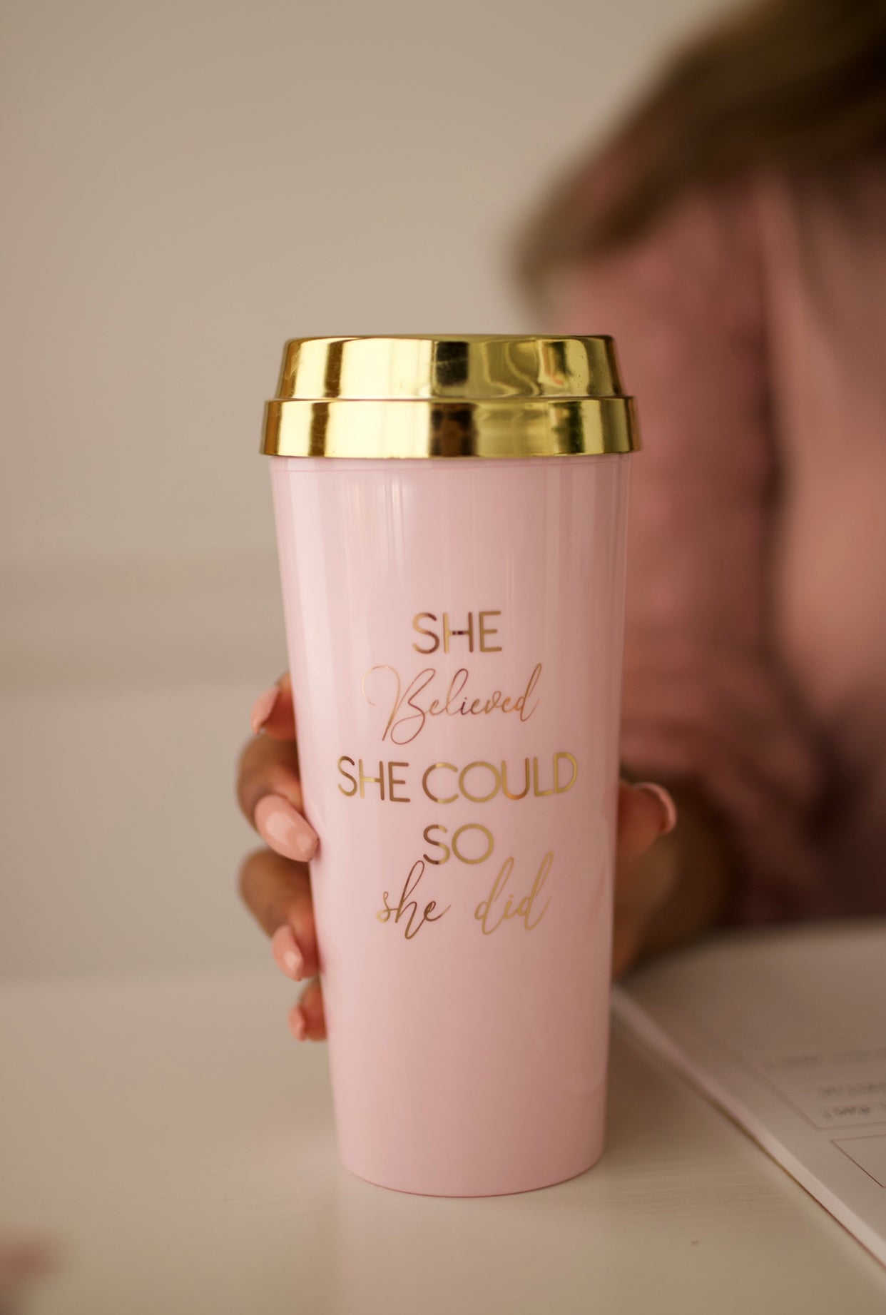 Hot Pink Inspirational Coffee Mug, She Believed She Could so She