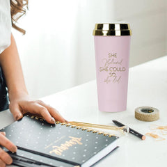 Hot Pink Inspirational Coffee Mug, She Believed She Could so She